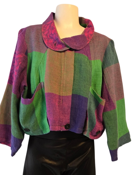 Carla du Nord Jackets & Blazers - Carla du Nord Linen Blend Colorblock Jacket - EU 44 ≈ Canada/US 12–14